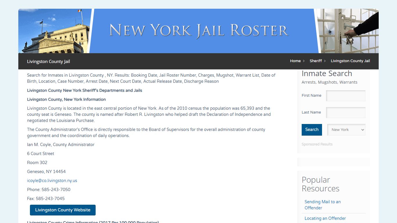 Livingston County Jail | Jail Roster Search